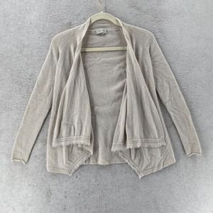Kinross 100%‎ Cashmere Cardigan Sweater Women XS Open Front Draped Ivory Coastal